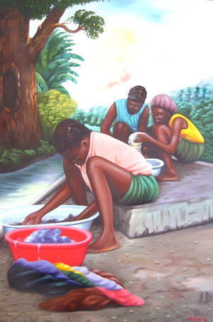 Jean Ceneus - Women Washing Clothes - $575
